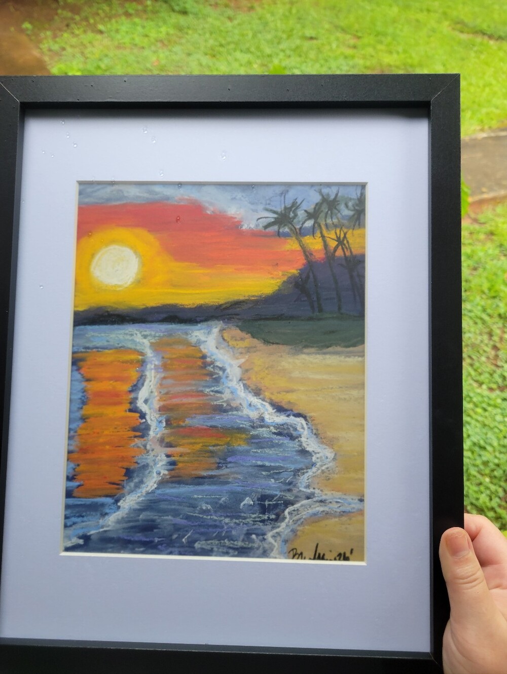 "Dreamy Seaside Sunset"Original Framed Artwork By Brea Marie (Me) 9in X 12in - Picture 4 of 6